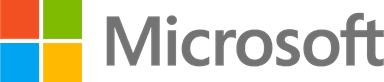 Microsoft logo featuring a colorful square window icon and gray company name text.