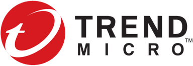 Trend Micro logo featuring a red circle with a white stylized 't' symbol next to black text.