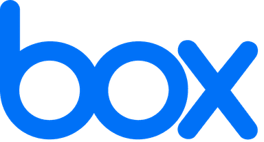 Blue "box" logo on a black background.