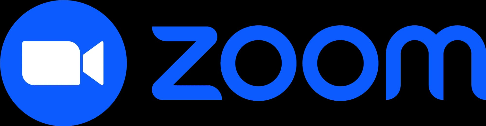 Blue Zoom logo featuring a white video camera icon and the word 'Zoom'.