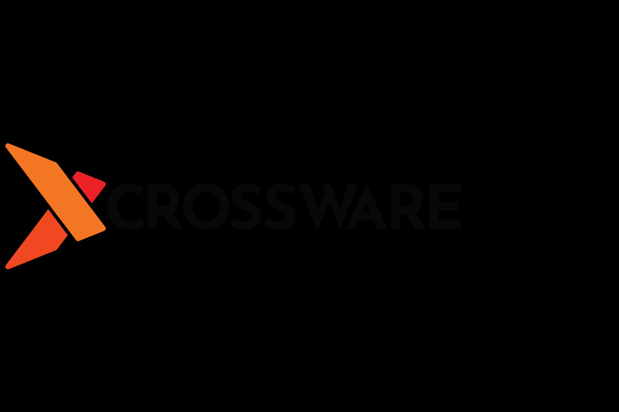 Crossware logo featuring a dynamic orange and red 'X' icon.