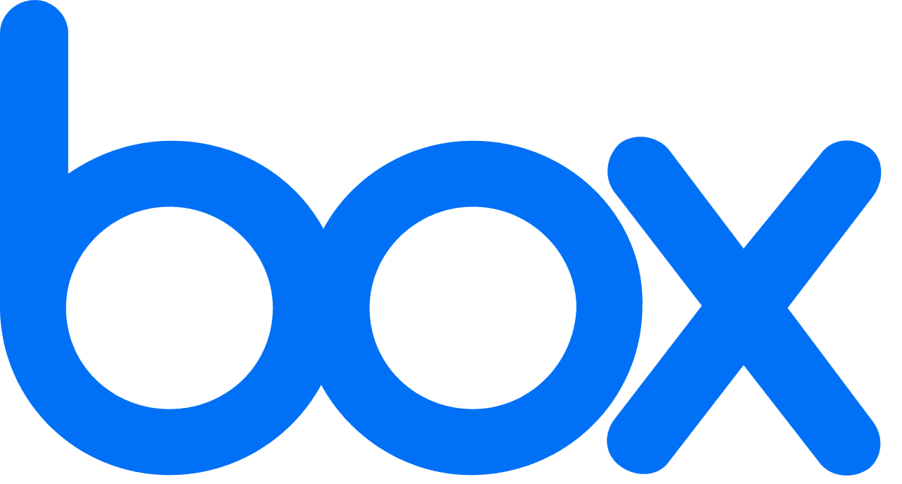 Blue "box" logo on a black background.