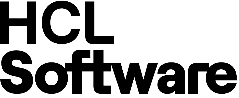HCL Software logo displaying its name in white text on a black background.